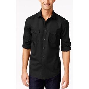 Alfani Men's Classic Black Casual Button-Down Shirt
